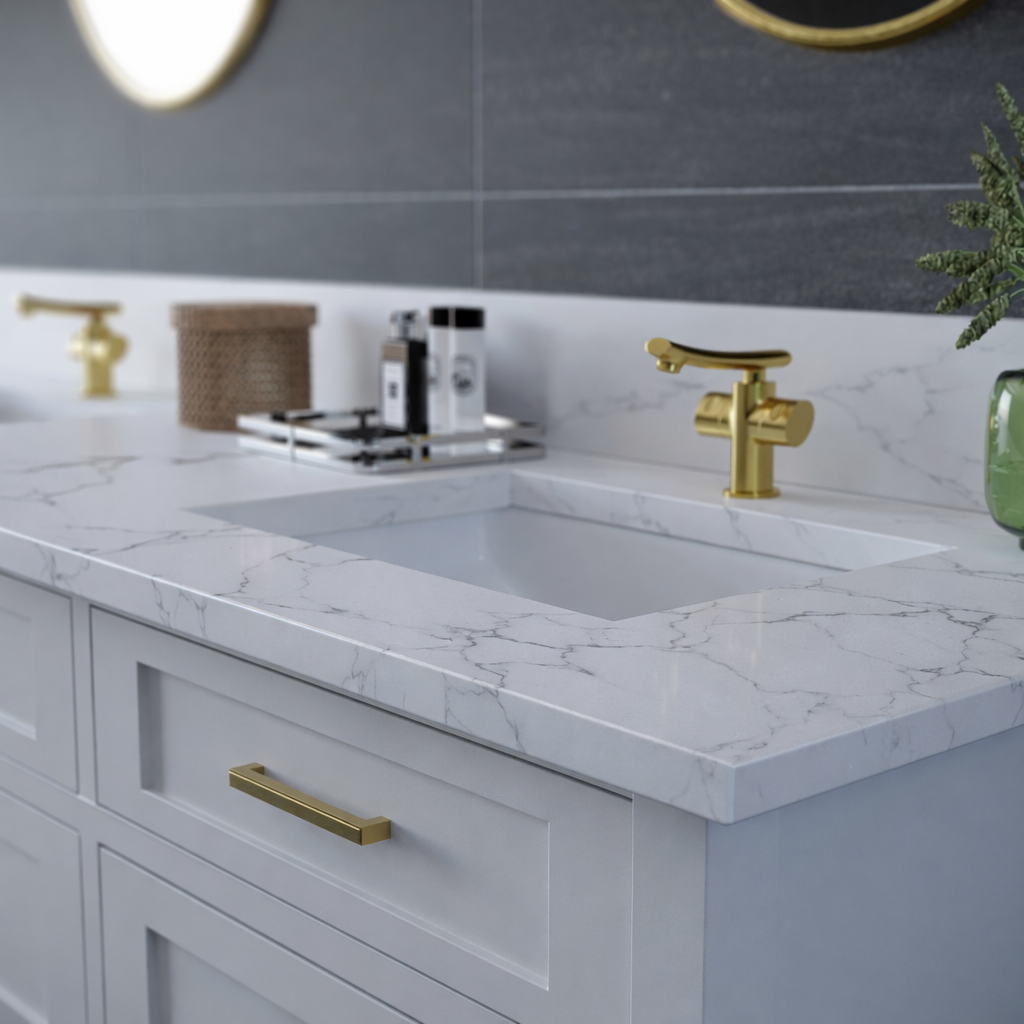 61 inch Single Quartz Vanity Top with sink