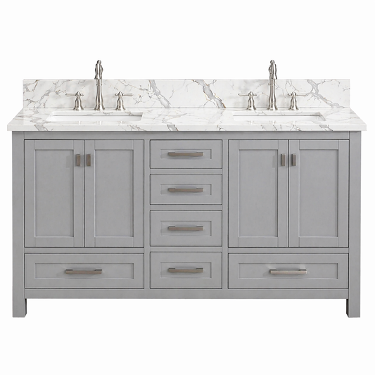 Sterling 60" Double Bathroom Vanity with Quartz Top