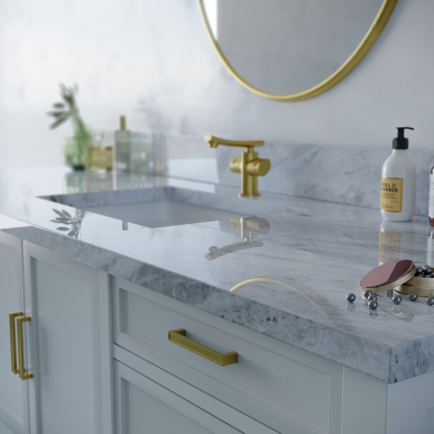 61 inch Single Marble Vanity Top with sink