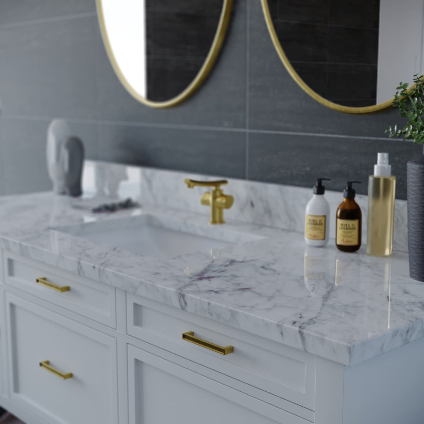 61 inch Single Marble Vanity Top with sink