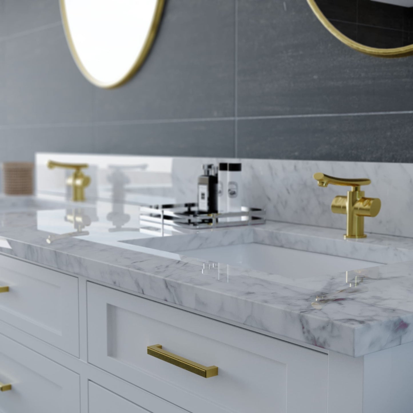 73 inch Double Marble Vanity Top with sink