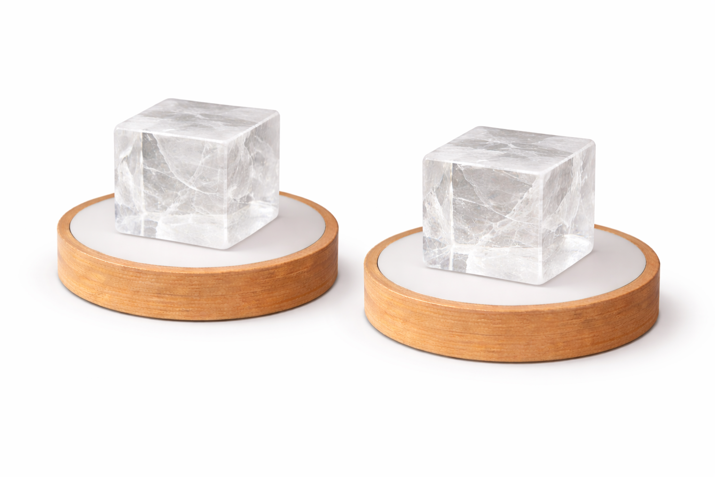 Natural Clear Quartz Crystal Cube Lamp with LED Display Stand