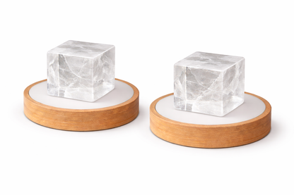 Natural Clear Quartz Crystal Cube Lamp with LED Display Stand