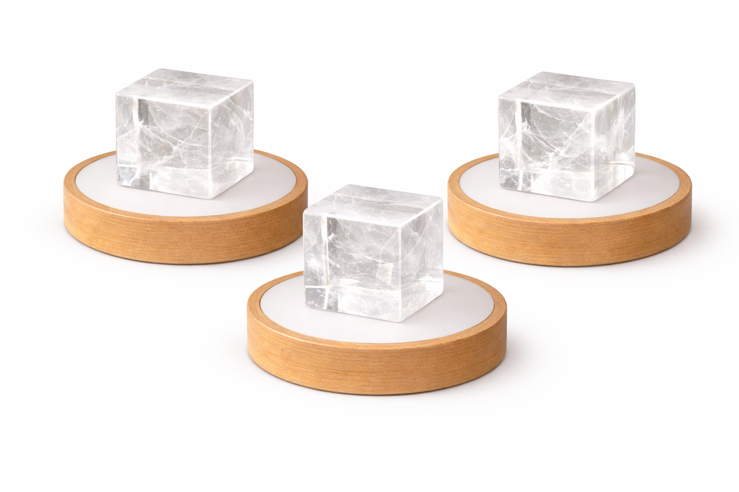 Natural Clear Quartz Crystal Cube Lamp with LED Display Stand