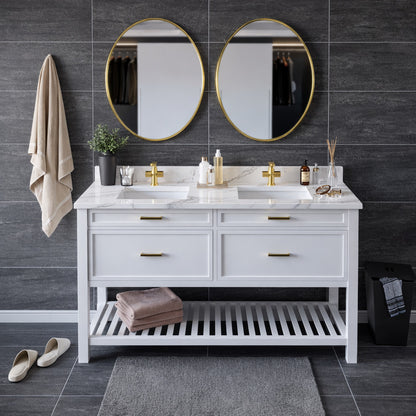 61 inch Double Quartz Vanity Top with sink