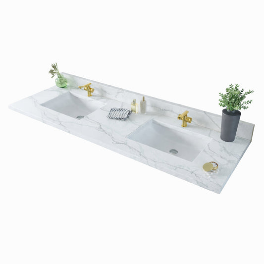 73 inch Double Quartz Vanity Top with sink