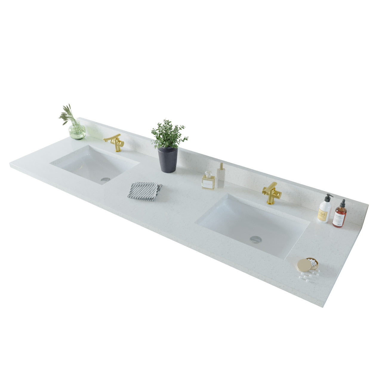 61 inch Double Quartz Vanity Top with sink