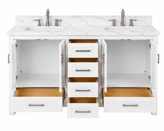 Sterling 60" Double Bathroom Vanity with Quartz Top