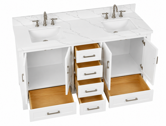 Sterling 60" Double Bathroom Vanity with Quartz Top