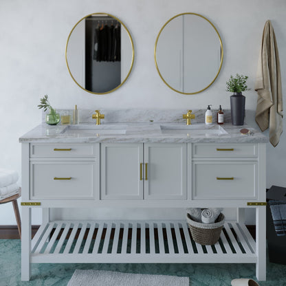 61 inch Double Marble Vanity Top with sink
