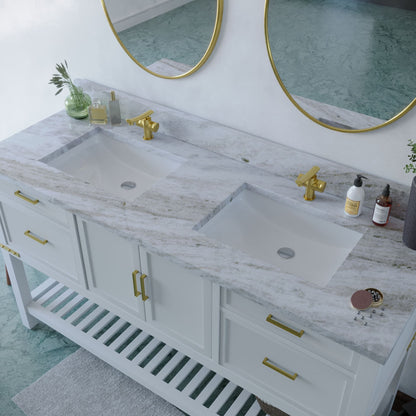 61 inch Double Marble Vanity Top with sink