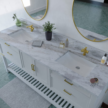 73 inch Double Marble Vanity Top with sink