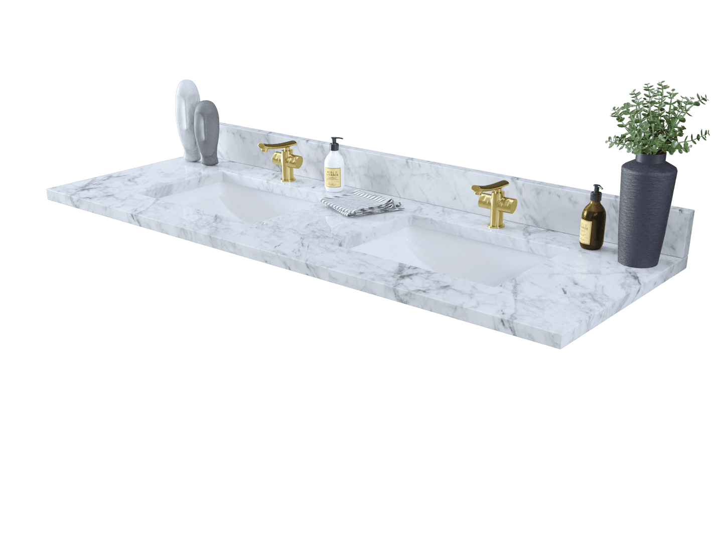 61 inch Double Marble Vanity Top with sink