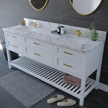 73 inch Double Marble Vanity Top with sink