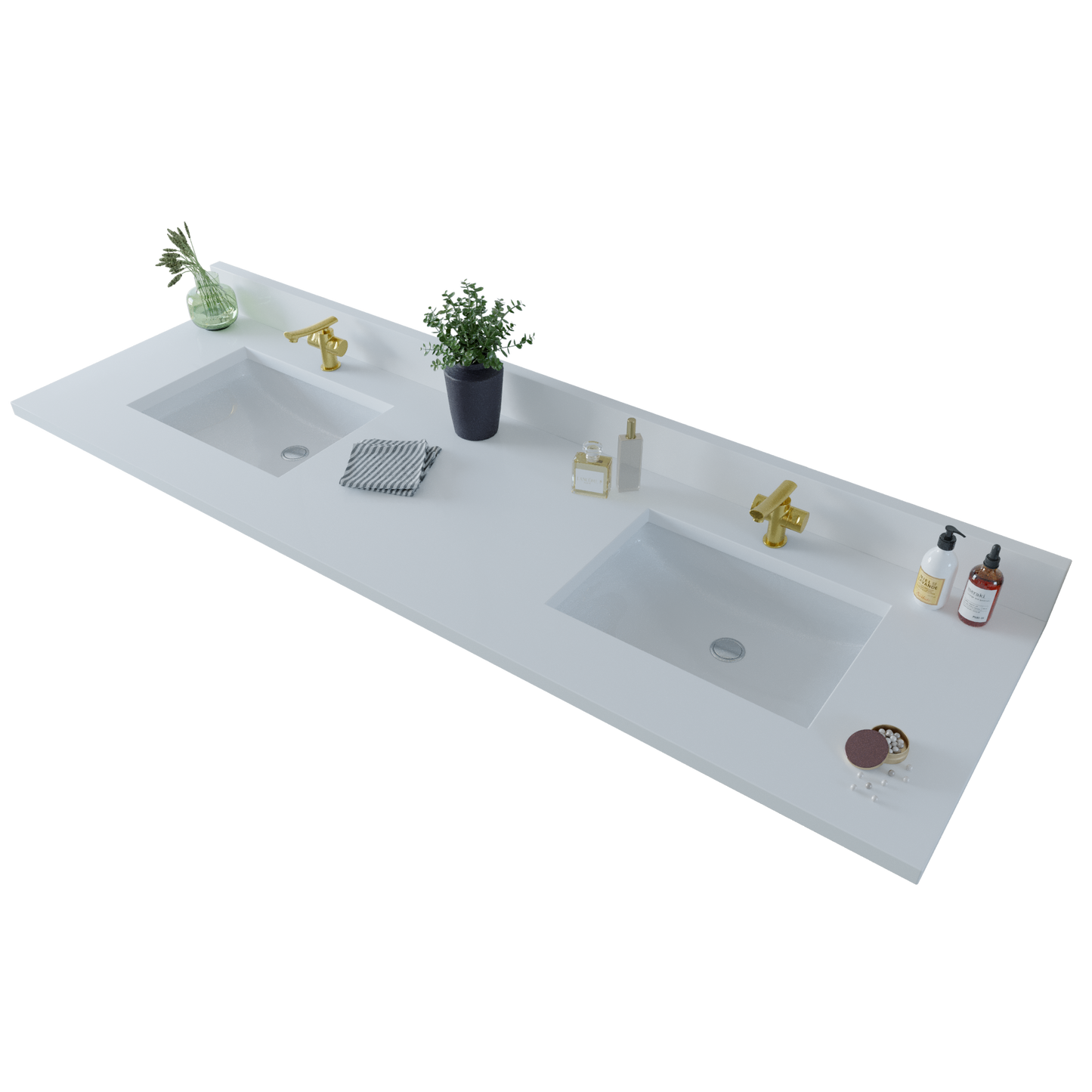 61 inch Double Quartz Vanity Top with sink