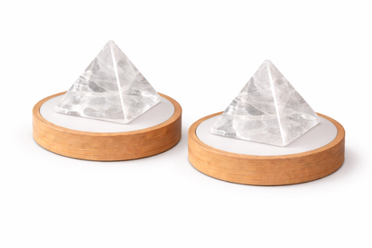 Natural Clear Quartz Crystal Pyramid Lamp with LED Display Stand