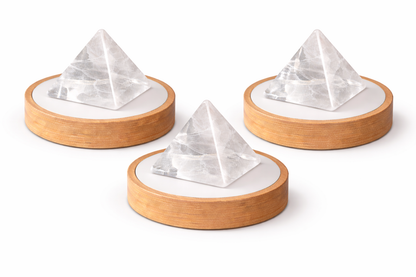 Natural Clear Quartz Crystal Pyramid Lamp with LED Display Stand