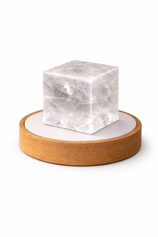 Natural Clear Quartz Crystal Cube Lamp with LED Display Stand