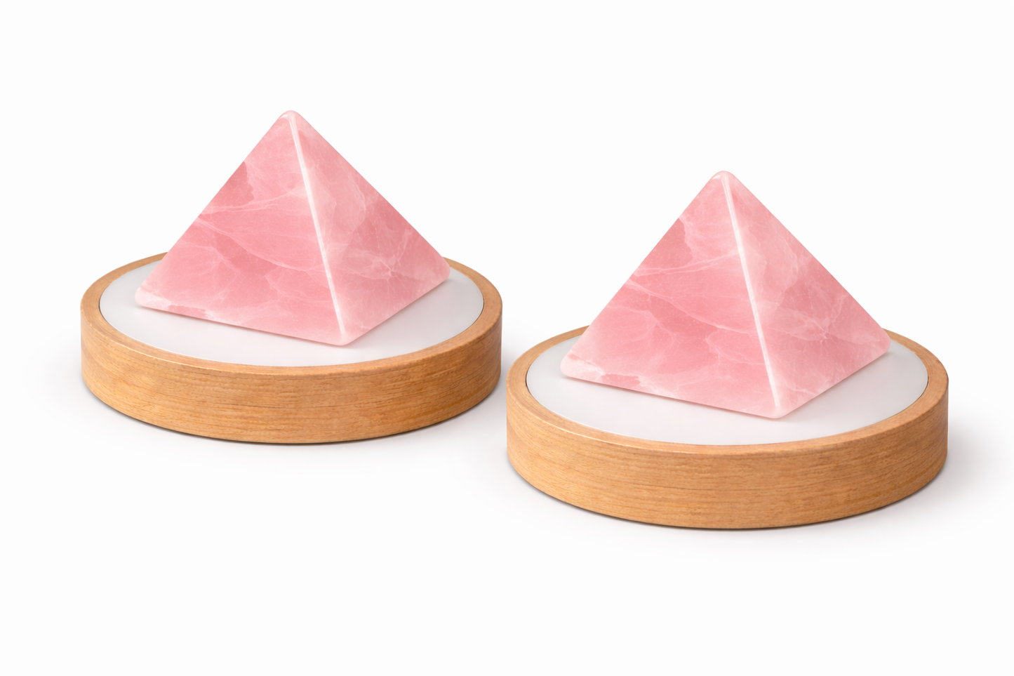 Natural Rose Quartz Crystal Pyramid Lamp with LED Display Stand