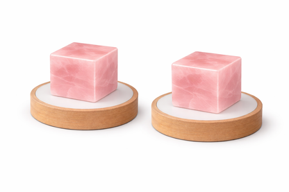 Natural Rose Quartz Crystal Cube Lamp with LED Display Stand