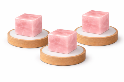 Natural Rose Quartz Crystal Cube Lamp with LED Display Stand