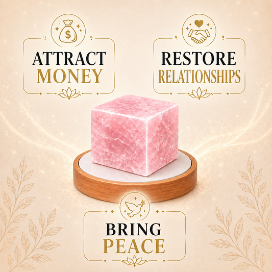 Natural Rose Quartz Crystal Cube Lamp with LED Display Stand