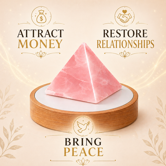 Natural Rose Quartz Crystal Pyramid Lamp with LED Display Stand
